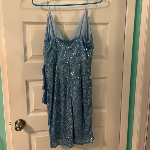 NWOT Shein dusty blue contrast sequin wrap hem cami dress size large - Picture 5 of 5